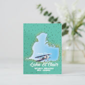 Lake St Clair USA Kanadische Seekarte Postkarte (Stehend Vorderseite)