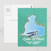 Lake St Clair USA Kanadische Seekarte Postkarte (Vorne/Hinten)