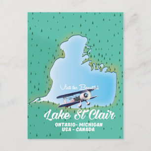 Lake St Clair USA Kanadische Seekarte Postkarte
