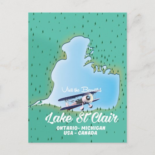 Lake St Clair USA Kanadische Seekarte Postkarte (Vorderseite)