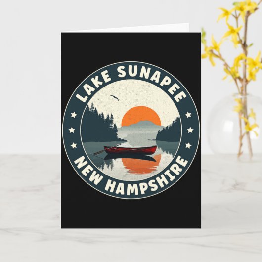 Lake Sunapee New Hampshire Sunset T Shirt Karte (Gelbe Blume)