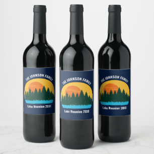 Lake Sunset Family Wiedersehen Niedliches Custom P Weinetikett