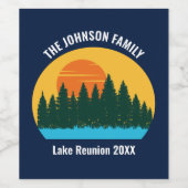 Lake Sunset Family Wiedersehen Niedliches Custom P Weinetikett (Einzelnes Label)