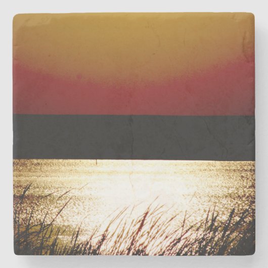 Lake Sunset Steinuntersetzer (Vorderseite)