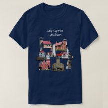Lake Superior Lighthouses Shirt mit weißen Buchsta