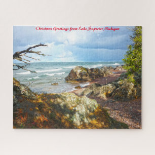 Lake Superior Michigan.Frohe Weihnachten Puzzle