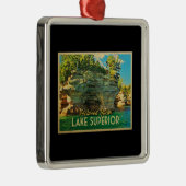 Lake Superior Pictures Rocks Silbernes Ornament (Rechts)