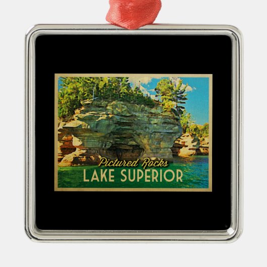 Lake Superior Pictures Rocks Silbernes Ornament (Vorne)