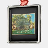 Lake Superior Pictures Rocks Silbernes Ornament (Links)