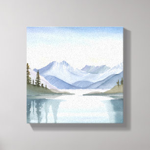 Lake Tahoe   Aquarell-Berglandschaft Leinwanddruck
