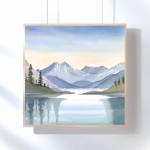Lake Tahoe Aquarell-Berglandschaft Poster