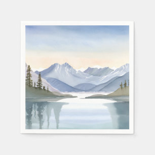 Lake Tahoe Aquarell-Berglandschaft Serviette