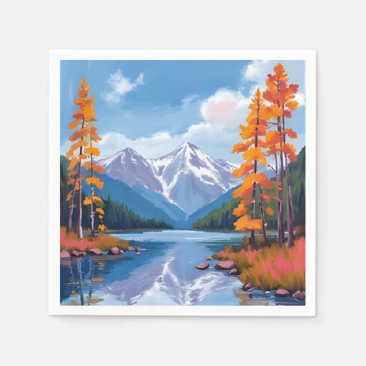 Lake Tahoe Autumn | Fall Foliage Mountain Painting Serviette (Vorderseite)