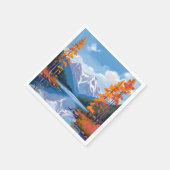 Lake Tahoe Autumn | Fall Foliage Mountain Painting Serviette (Ecke)