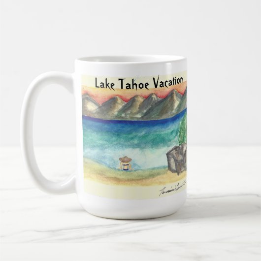 Lake Tahoe Beach Scene - von Taramin Lourie Kaffeetasse (Links)