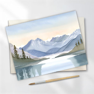 Lake Tahoe Berge Aquarell Landschaft Postkarte