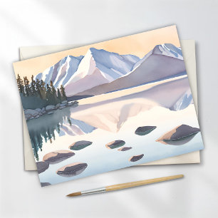 Lake Tahoe Berge   Aquarell-Landschaft Postkarte