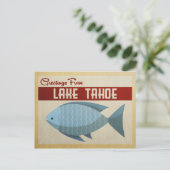 Lake Tahoe Blue Fish Vintage Travel Postkarte (Stehend Vorderseite)