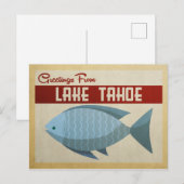 Lake Tahoe Blue Fish Vintage Travel Postkarte (Vorne/Hinten)
