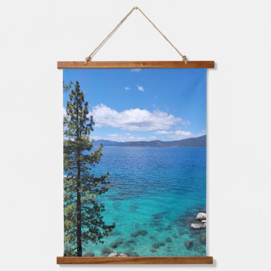 Lake Tahoe Blue Green Waters Wandteppich Mit Holzrahmen (Vorderseite)