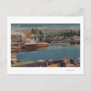 Lake Tahoe, CA - Bootshafen bei Bijou Wooden Postkarte