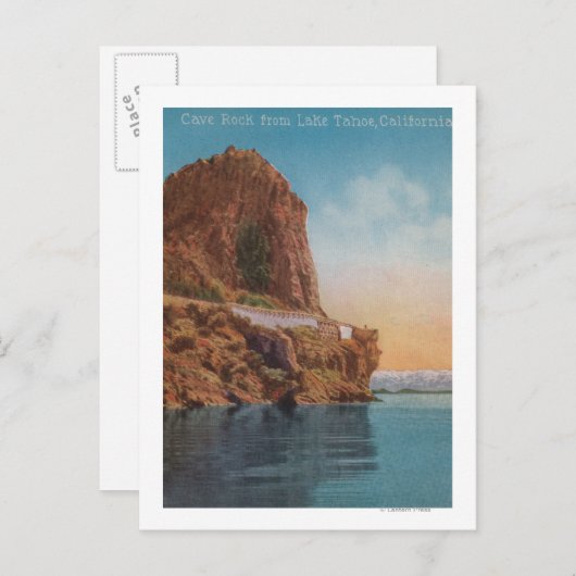 Lake Tahoe, CA - Höhlenfelsen vom Lake View Postkarte (Vorne/Hinten)