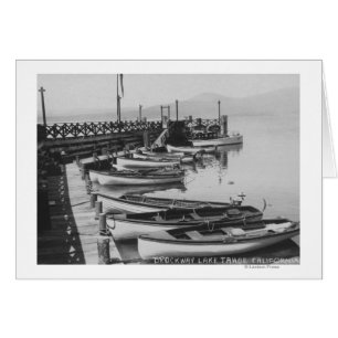 Lake Tahoe, CA - Holzboote entlang des Dock-Fotos