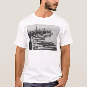 Lake Tahoe, CA - hölzerne Boote entlang Dock-Foto T-Shirt