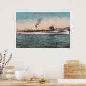 Lake Tahoe, CA - Steamer Tahoe Large Wood Ship Poster (Küche)