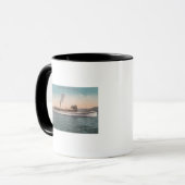 Lake Tahoe, CA - Steamer Tahoe Large Wood Ship Tasse (Vorderseite Links)