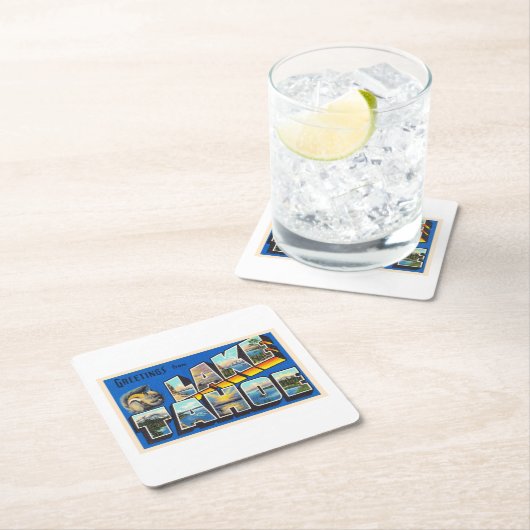 Lake Tahoe California CA Large Letter Postcard Rechteckiger Pappuntersetzer (Vor Ort)