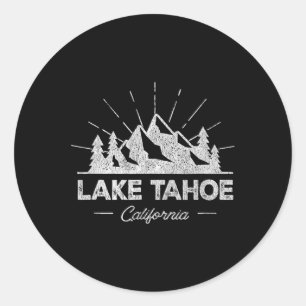 Lake Tahoe California Ca T-Shirt Vintage Wandern R Runder Aufkleber
