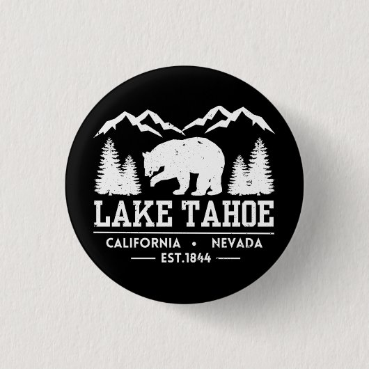 Lake Tahoe - California Grizzly Bear Mountains Button (Vorderseite)
