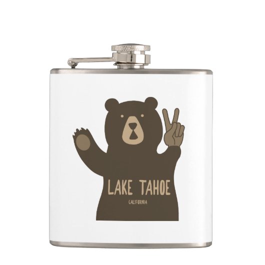 Lake Tahoe California Nevada Peace Bear Flachmann (Vorderseite)
