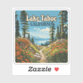 Lake Tahoe California Nevada Retro Travel Aufkleber (Blatt)