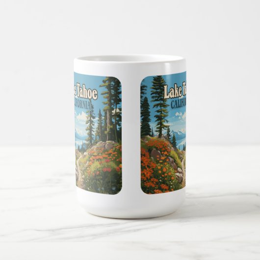 Lake Tahoe California Nevada Retro Travel Kaffeetasse (Mittel)
