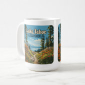 Lake Tahoe California Nevada Retro Travel Kaffeetasse (Vorderseite Links)