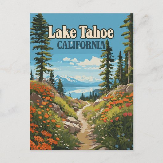 Lake Tahoe California Nevada Retro Travel Postkarte (Vorderseite)