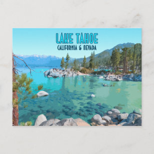 Lake Tahoe California Nevada Vintag Postkarte