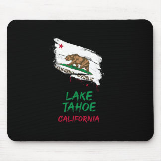 Lake Tahoe California Paint Splatter Flag Vacation Mousepad