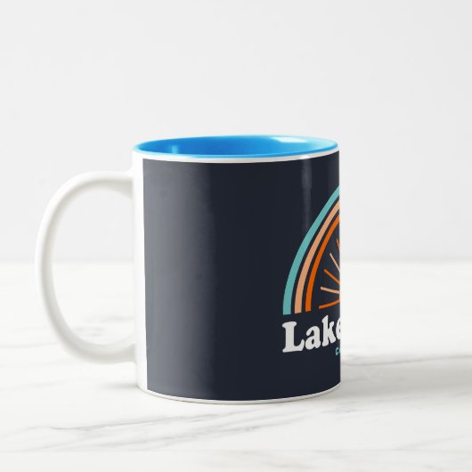 Lake Tahoe California Rainbow Zweifarbige Tasse (Links)