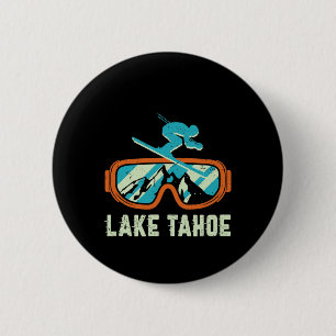 Lake Tahoe California Retro Vintages Skifahren Button