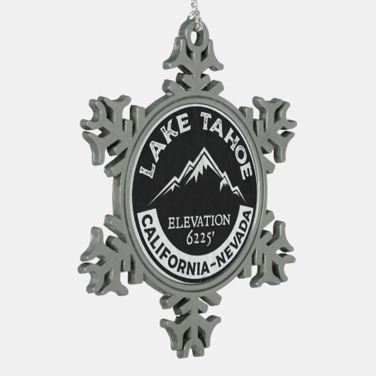 Lake Tahoe California Skifahren Nevada Schneeflocken Zinn-Ornament (Links)