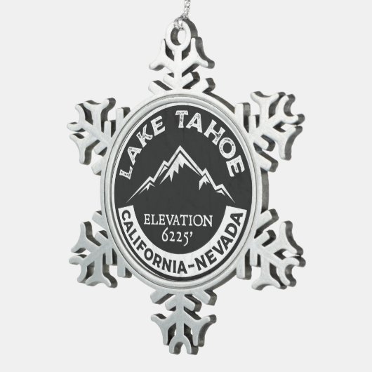 Lake Tahoe California Skifahren Nevada Schneeflocken Zinn-Ornament (Rechts)