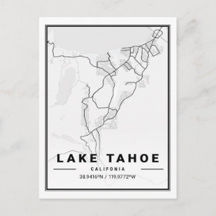 Lake Tahoe California USA Travel City Map Postkarte