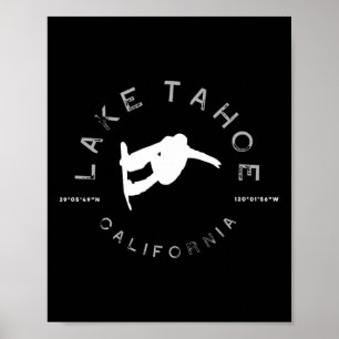 Lake Tahoe California Vintag Graphic Snowboard T Poster