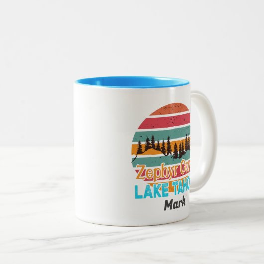 Lake Tahoe Cities Two-Tone-Coffee-Tasse Zweifarbige Tasse (VorderseiteRechts)