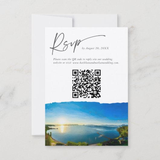 Lake Tahoe Destination QR Code Response Card RSVP Karte (Vorderseite)