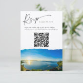 Lake Tahoe Destination QR Code Response Card RSVP Karte (Stehend Vorderseite)
