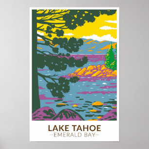 Lake Tahoe Emerald Bay California Vintag Poster